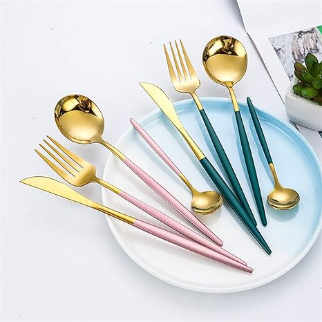 Cutlery Set | 24-Piece Stainless Steel Cutlery Collection in Gold and Silver