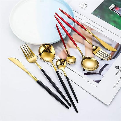 Cutlery Set | 24-Piece Stainless Steel Cutlery Collection in Gold and Silver