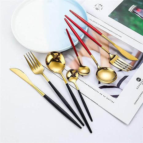 Cutlery Set | 24-Piece Stainless Steel Cutlery Collection in Gold and Silver