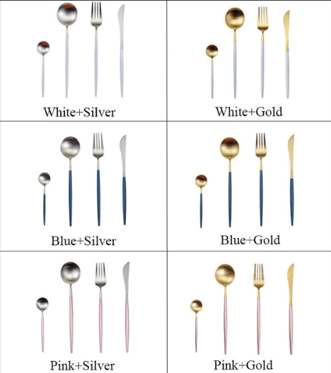 Cutlery Set | 24-Piece Stainless Steel Cutlery Collection in Gold and Silver