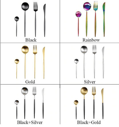 Cutlery Set | 24-Piece Stainless Steel Cutlery Collection in Gold and Silver