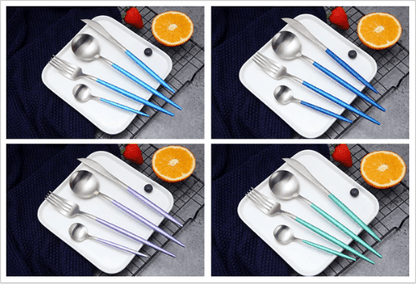Cutlery Set | 24-Piece Stainless Steel Cutlery Collection in Gold and Silver
