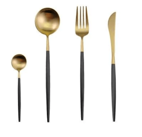 Cutlery Set | 24-Piece Stainless Steel Cutlery Collection in Gold and Silver