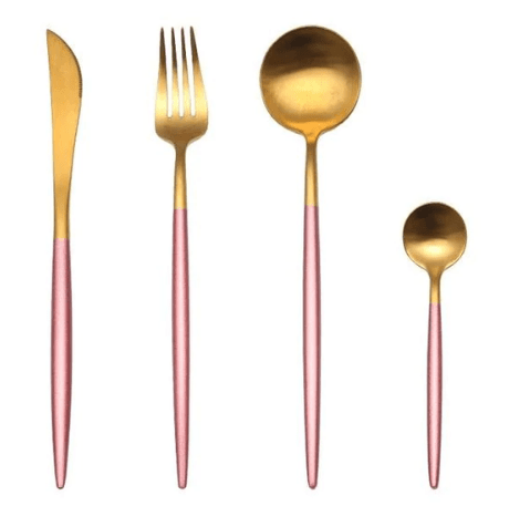 Cutlery Set | 24-Piece Stainless Steel Cutlery Collection in Gold and Silver
