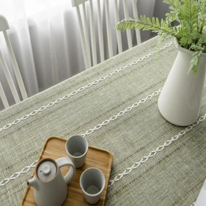 Table Accessories | Stylish Cotton and Linen Tablecloth with Tassel Edges