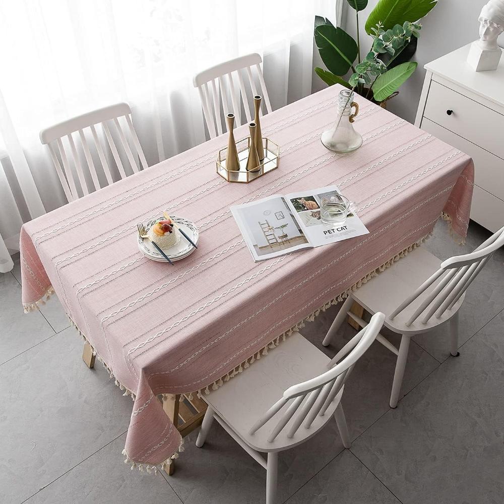 Table Accessories | Stylish Cotton and Linen Tablecloth with Tassel Edges