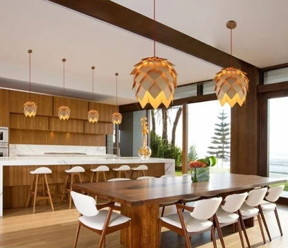 Wooden Pinecone Pendant Lamp