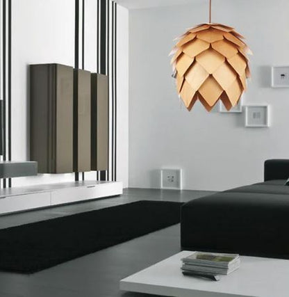 Wooden Pinecone Pendant Lamp