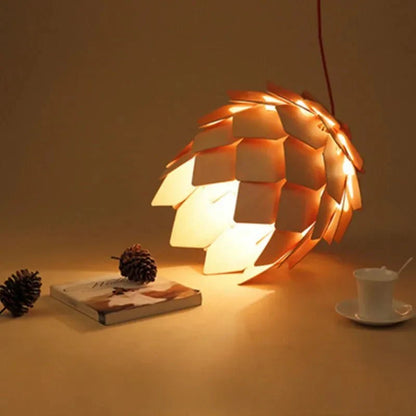 Wooden Pinecone Pendant Lamp
