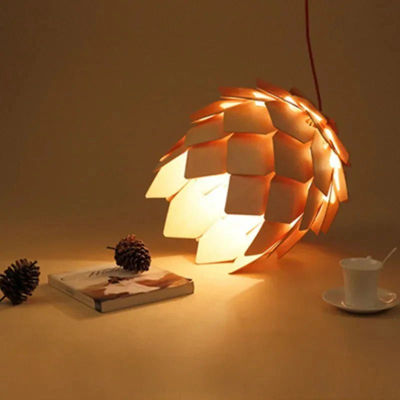 Wooden Pinecone Pendant Lamp
