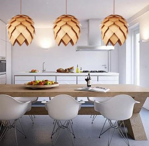 Wooden Pinecone Pendant Lamp
