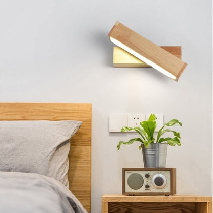 Nordic Design Rotating Bedside Wooden Wall Lamp