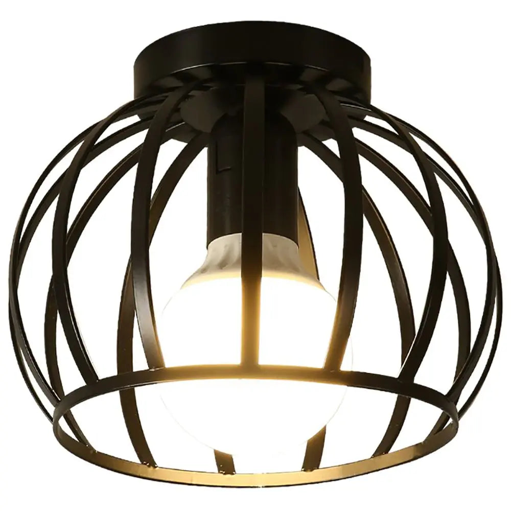 Industrial Cage Ceiling Light | Modern Hallway Fixture