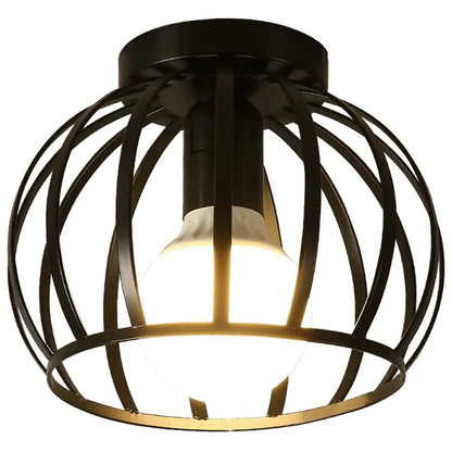 Industrial Cage Ceiling Light | Modern Hallway Fixture