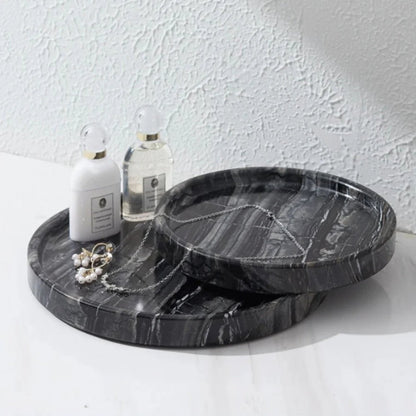 Jewellery Tray | Elegant Circular Black Marble for Organised Luxury - Luxyecs