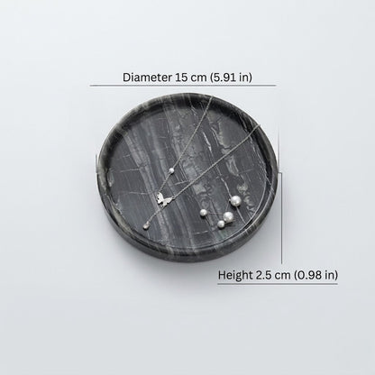 Jewellery Tray | Elegant Circular Black Marble for Organised Luxury - Luxyecs