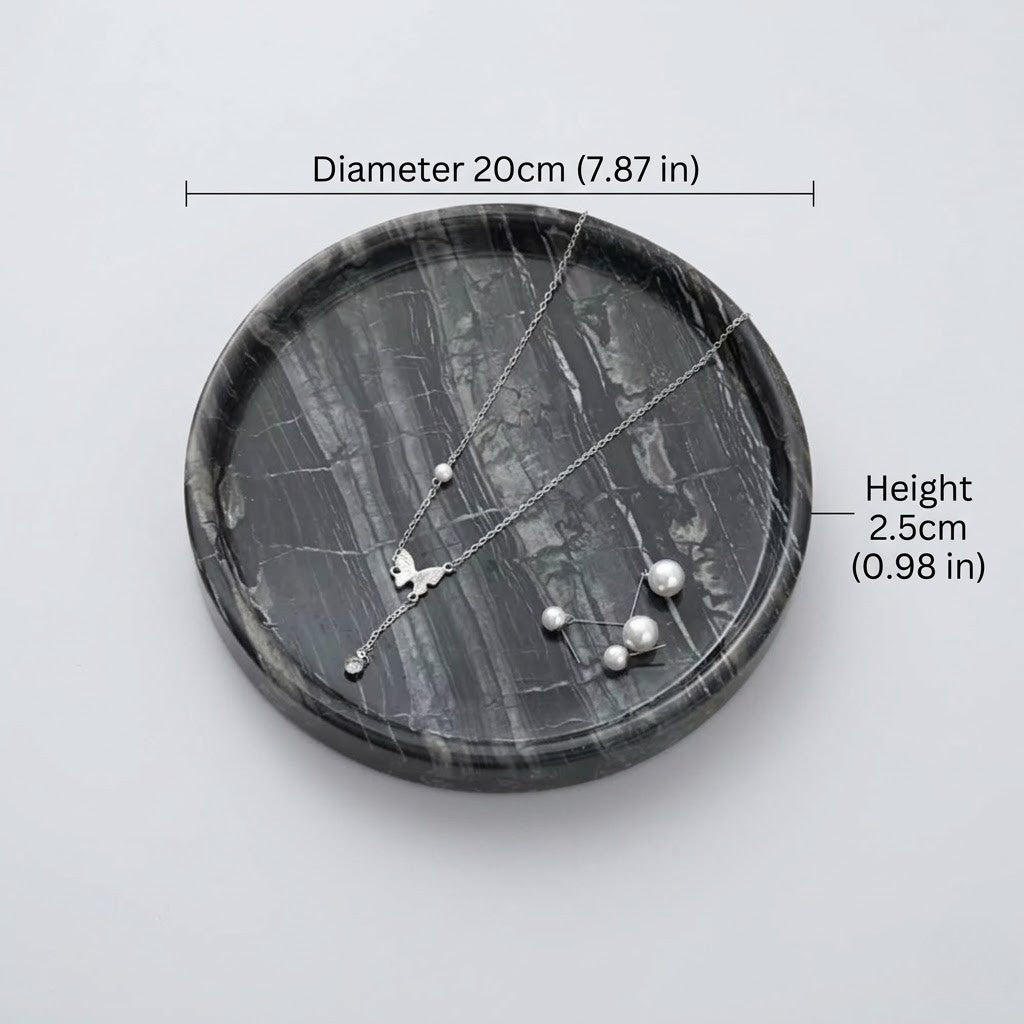 Jewellery Tray | Elegant Circular Black Marble for Organised Luxury - Luxyecs
