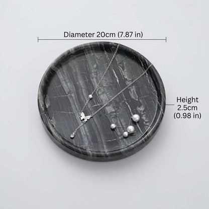 Jewellery Tray | Elegant Circular Black Marble for Organised Luxury - Luxyecs