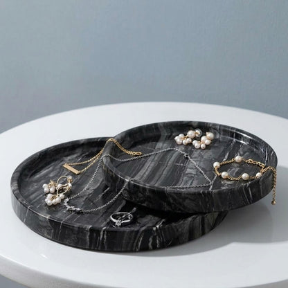 Jewellery Tray | Elegant Circular Black Marble for Organised Luxury - Luxyecs
