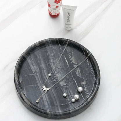 Jewellery Tray | Elegant Circular Black Marble for Organised Luxury - Luxyecs