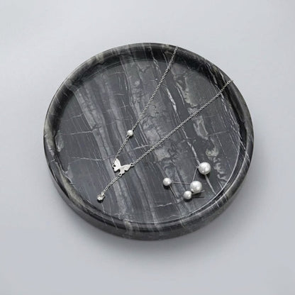 Jewellery Tray | Elegant Circular Black Marble for Organised Luxury - Luxyecs