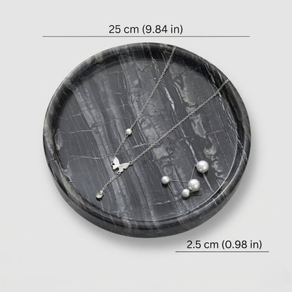 Jewellery Tray | Elegant Circular Black Marble for Organised Luxury - Luxyecs