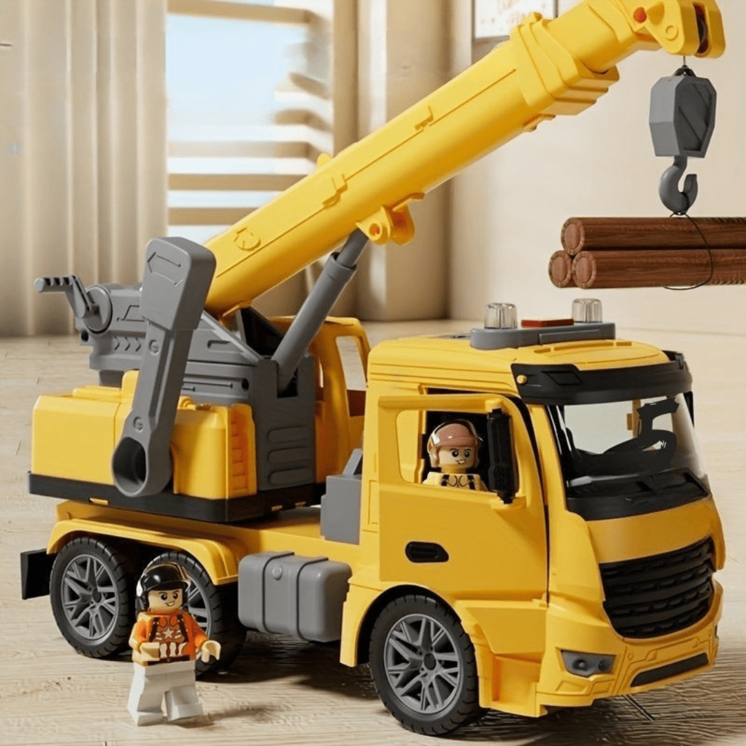 Kids Construction Crane Truck Toy | Realistic Lift Action - Luxyecs