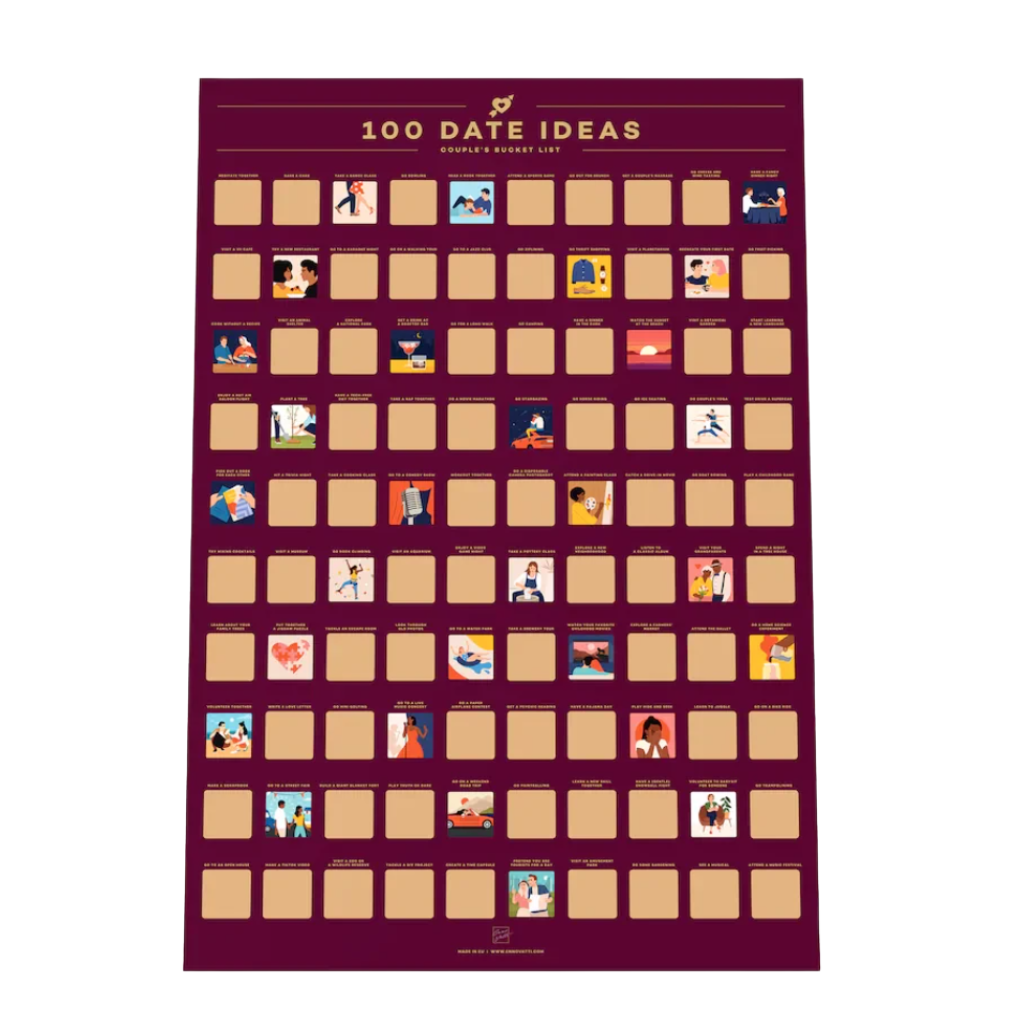 100 Date Ideas Poster – Fun and Creative Date Ideas to Try
