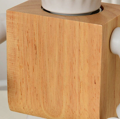 Humanoid wooden bedside lamp