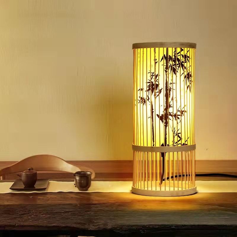 Japanese bamboo zen bedside lamp