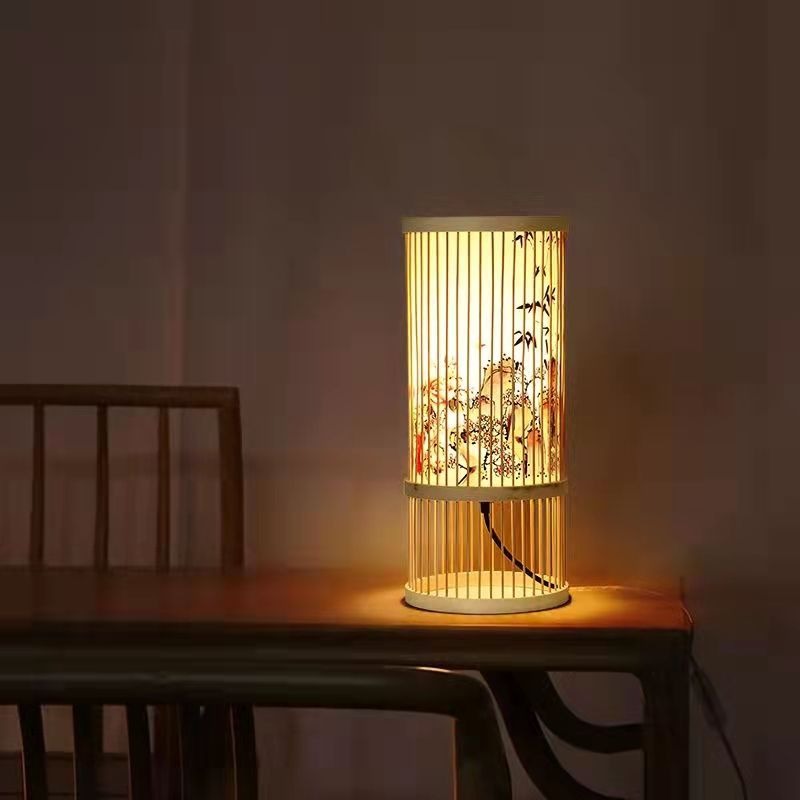 Japanese bamboo zen bedside lamp