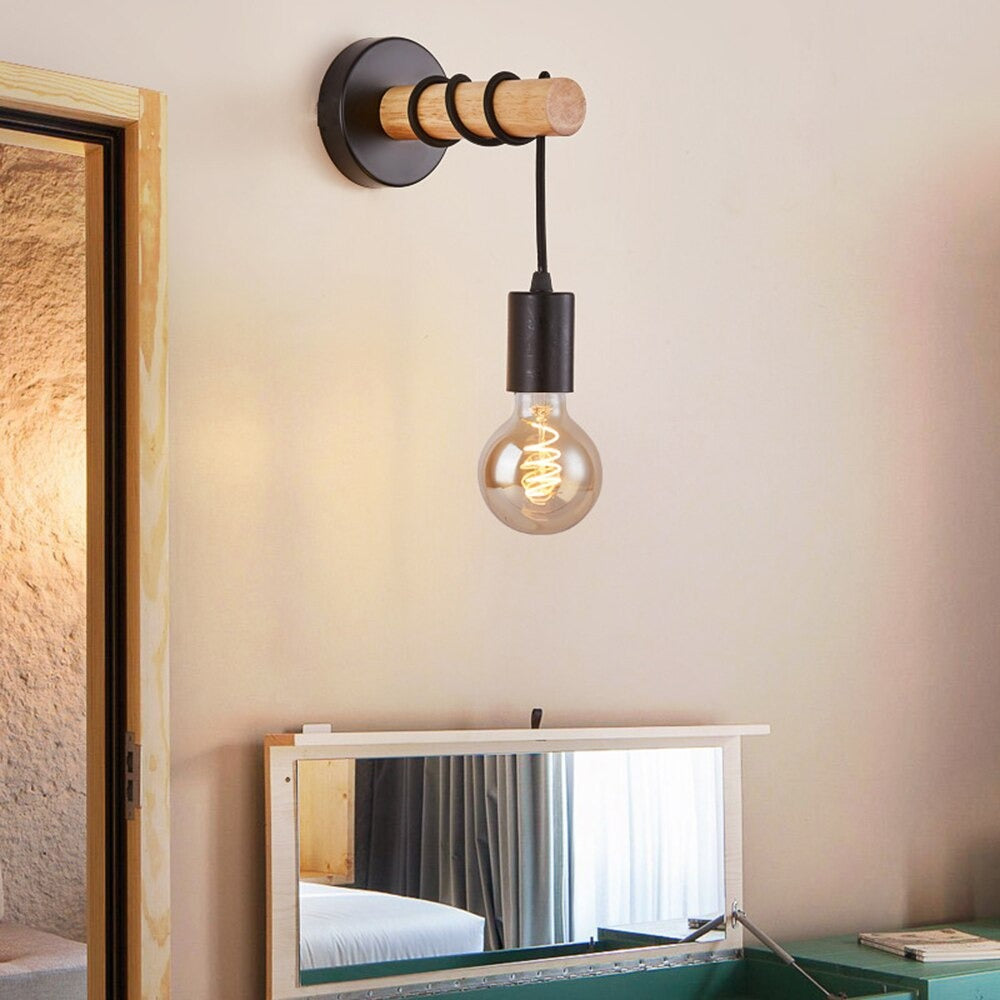 Black industrial wall bedside lamp