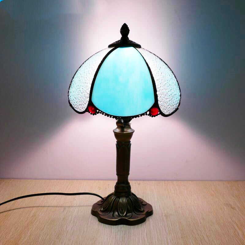 Blue Tiffany vintage bedside lamp mosaic design