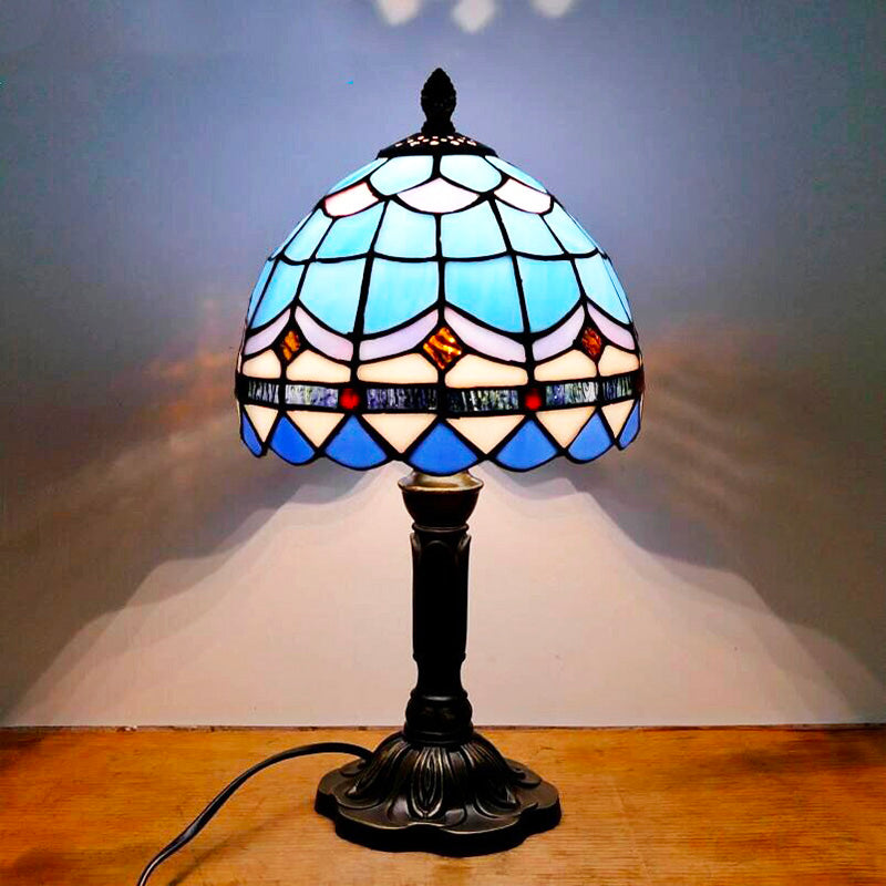 Blue Tiffany vintage bedside lamp mosaic design