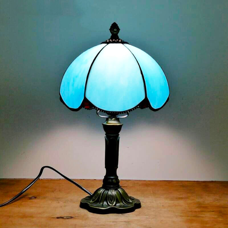 Blue Tiffany vintage bedside lamp mosaic design