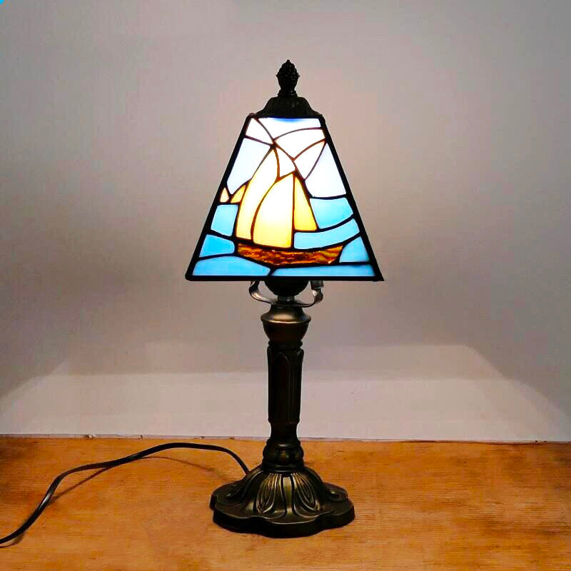 Blue Tiffany vintage bedside lamp mosaic design