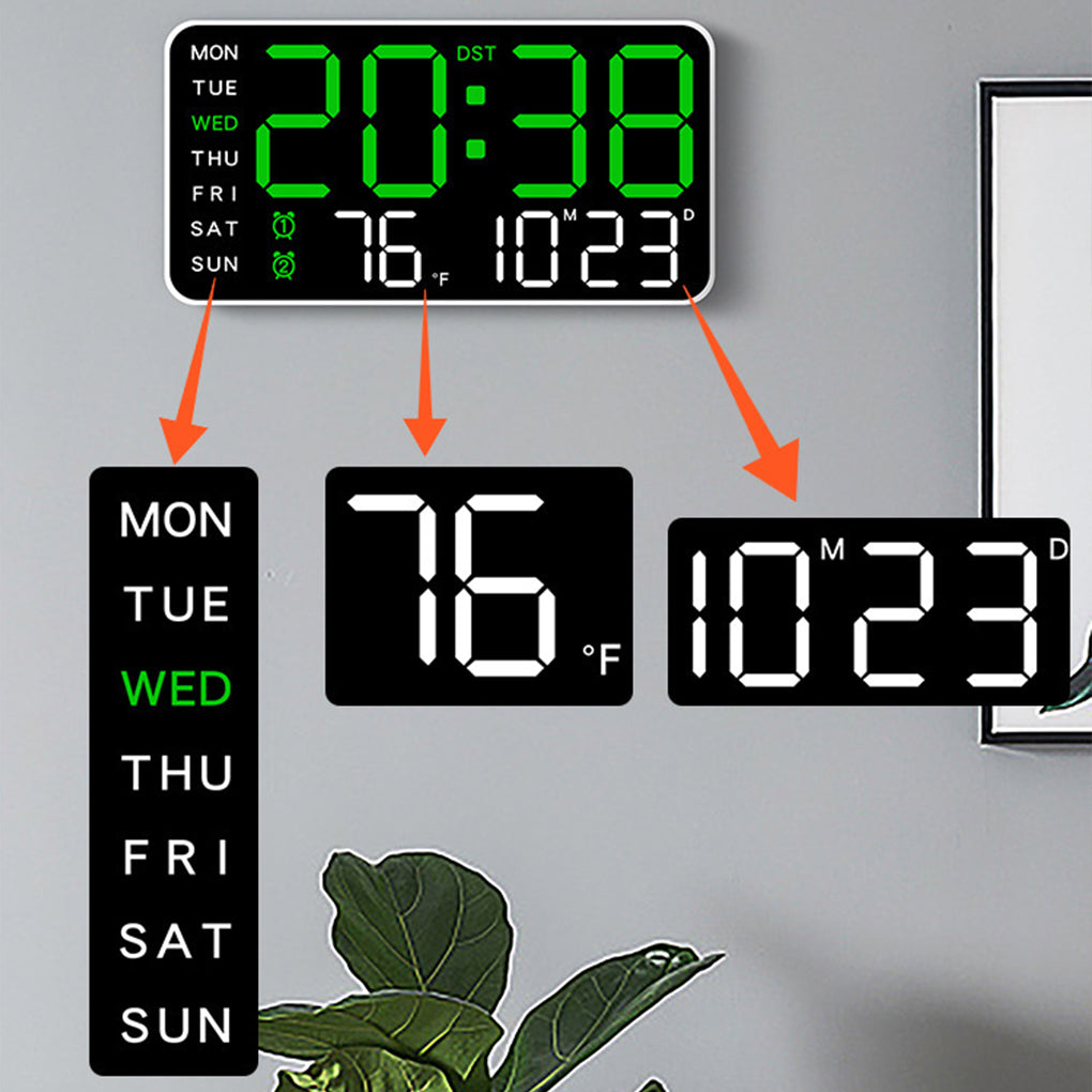 LED Digital Wall Clock | Large Display Time and Temperature