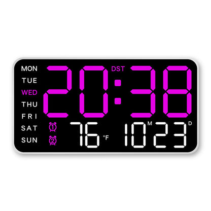 LED Digital Wall Clock | Large Display Time and Temperature