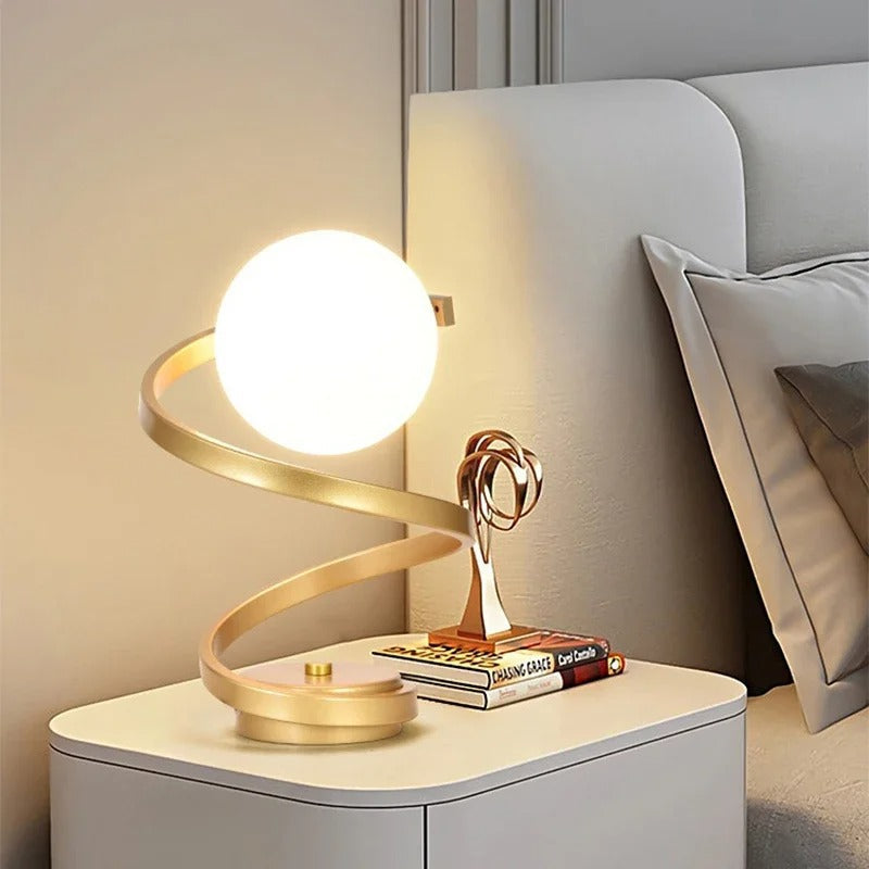 Modern Spiral Table Lamp | Elegant LED Bedside Light