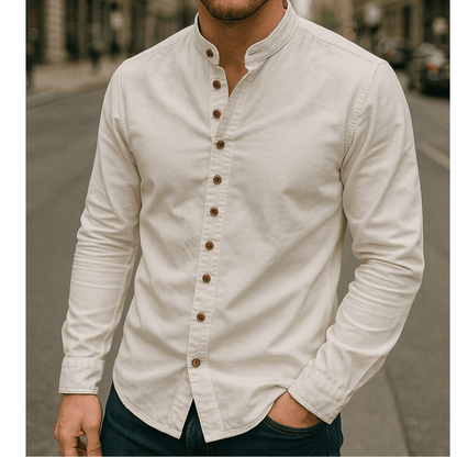 Men’s Casual Button Shirt | Modern Stand Collar - Luxyecs