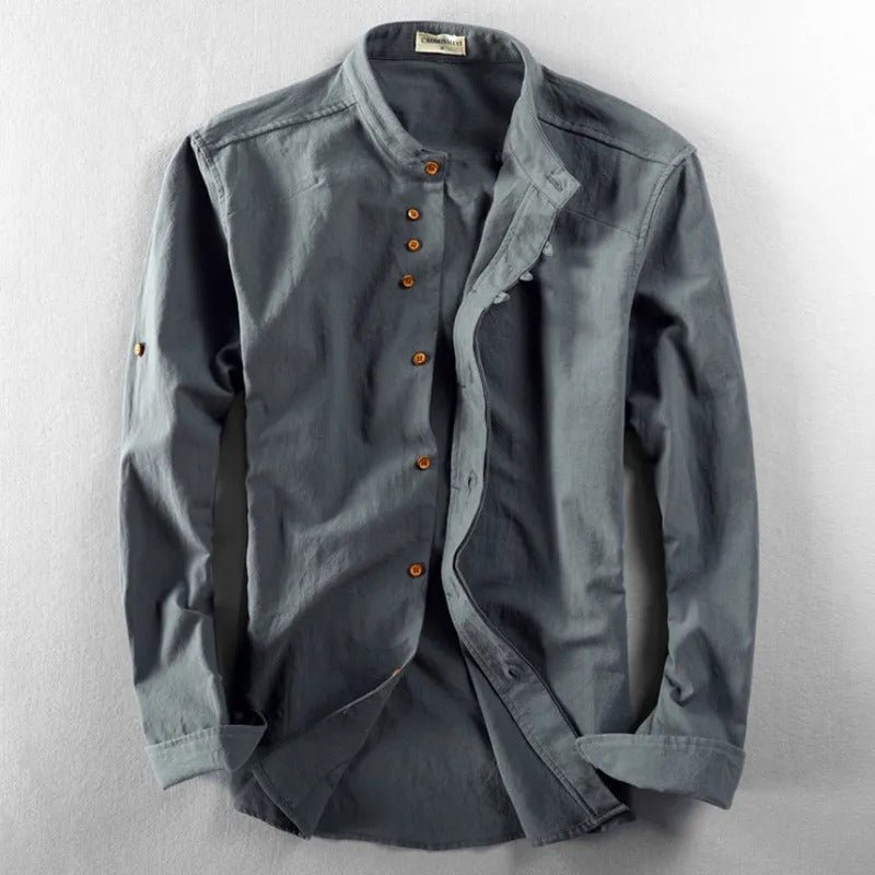 Men’s Casual Button Shirt | Modern Stand Collar - Luxyecs