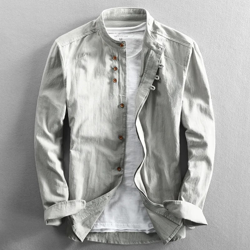 Men’s Casual Button Shirt | Modern Stand Collar - Luxyecs