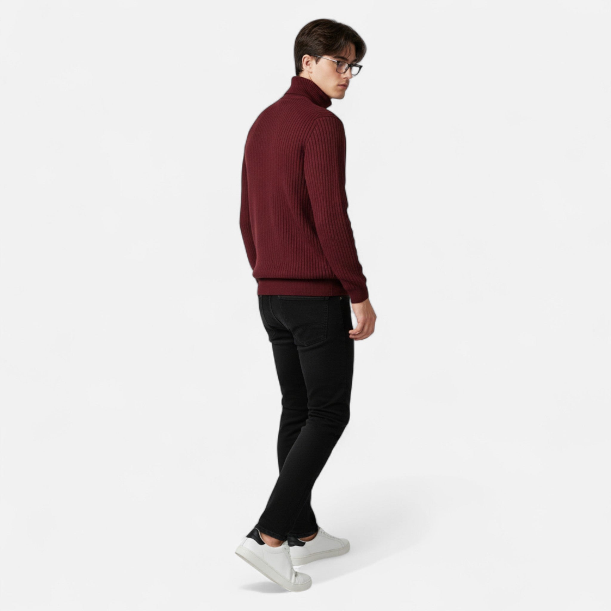 Men’s Knitted Wool Turtleneck Sweater - Luxyecs
