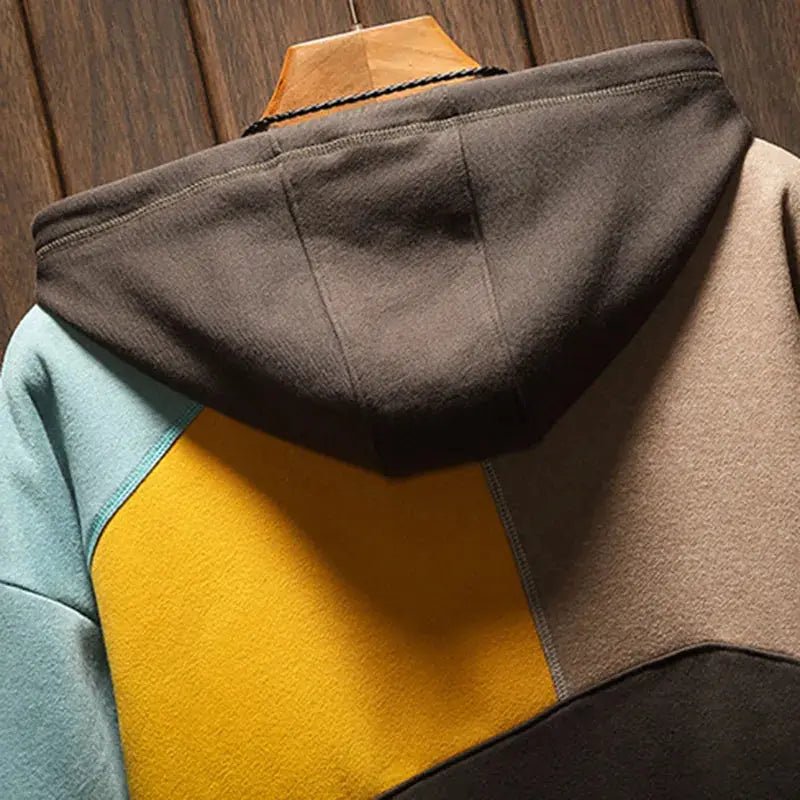 Men’s Pullover Hoodie | Modern Patchwork Design - Luxyecs