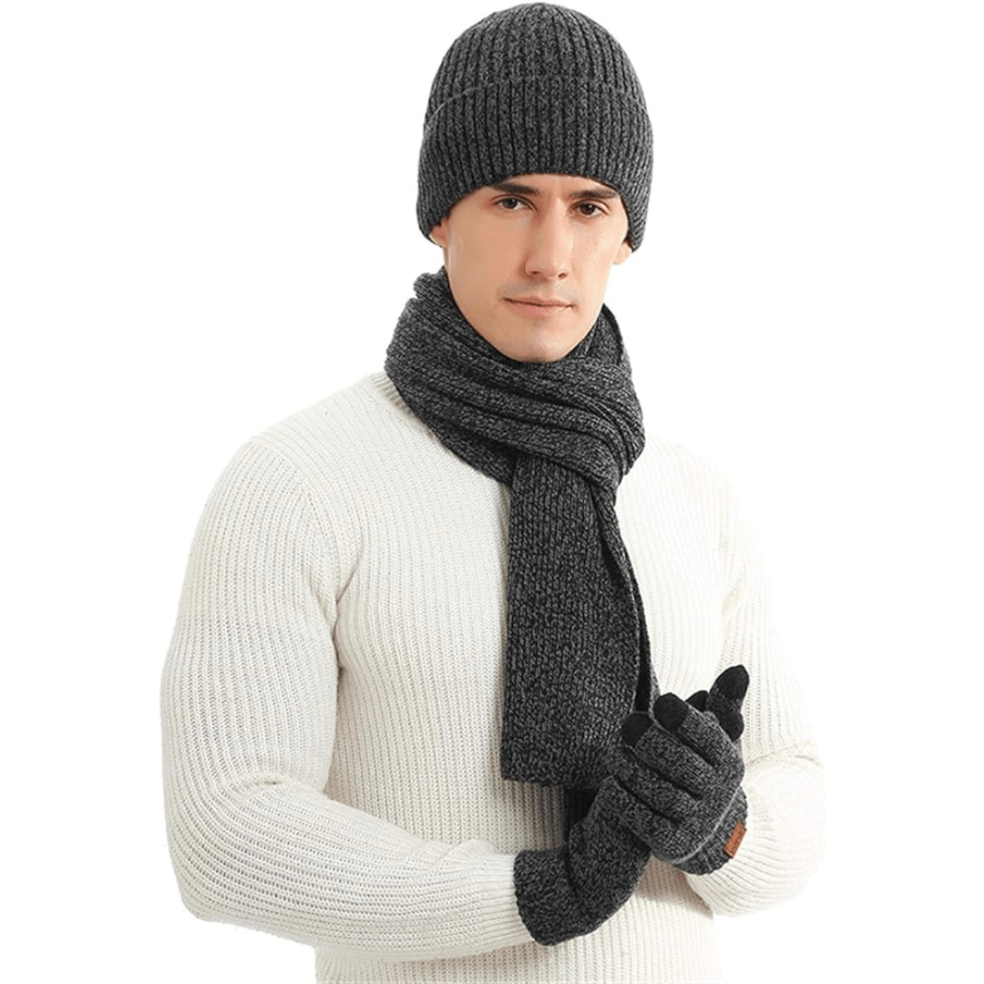 Men's Winter Beanie & Gloves Set - Victor - Luxyecs