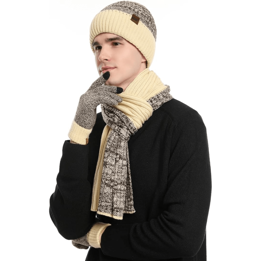 Men's Winter Beanie & Gloves Set - Victor - Luxyecs