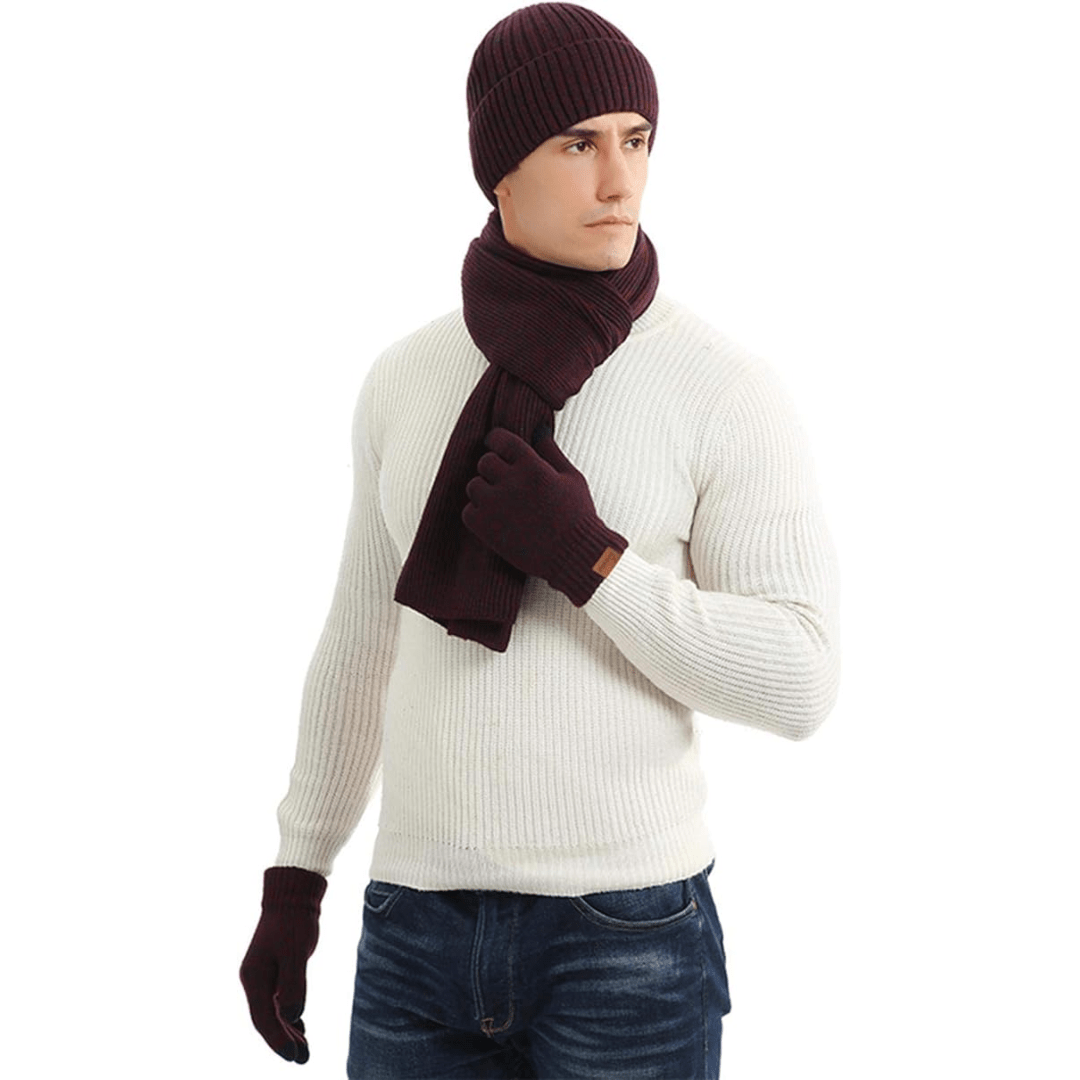 Men's Winter Beanie & Gloves Set - Victor - Luxyecs