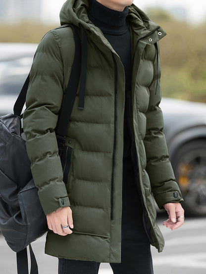 Men’s Winter Jacket | Long Hooded Puffer Coat - Luxyecs