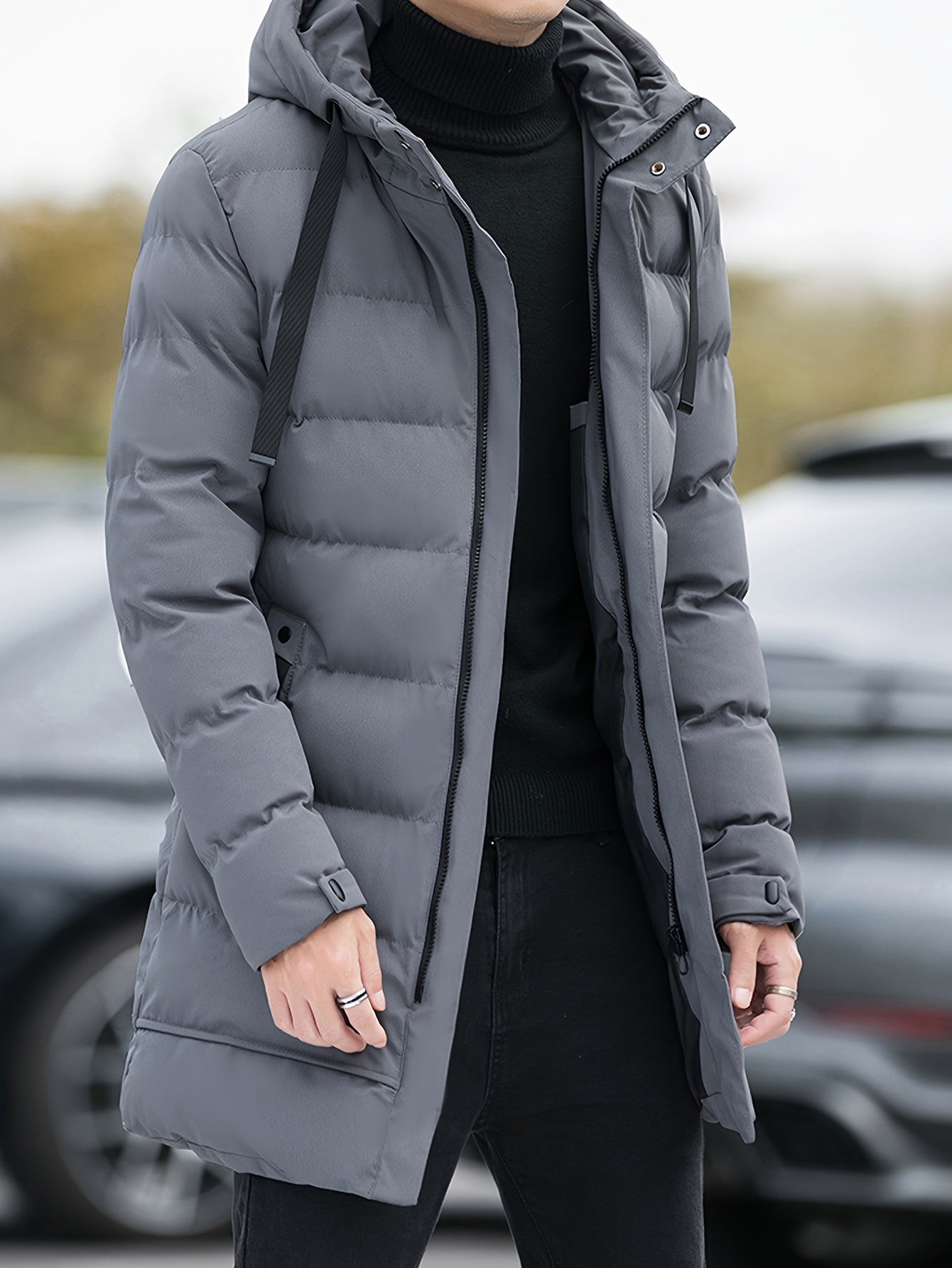 Men’s Winter Jacket | Long Hooded Puffer Coat - Luxyecs