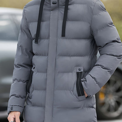 Men’s Winter Jacket | Long Hooded Puffer Coat - Luxyecs